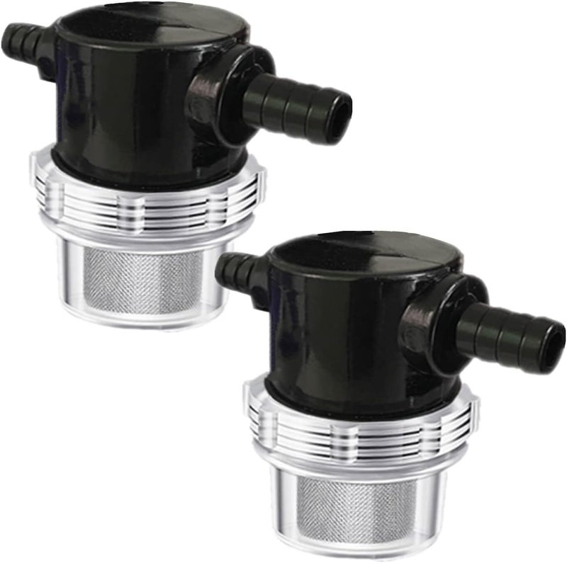 LDCRE 1/2 Inches Water Pump Strainer, RV Water Pump Filter Compatible with 3/8 Inches Hose Barb In-Line Strainer Twist-On Pipe Sprayer for 12V DC 80 PSI Camper Marine Boat Lawn, 80 Mesh Filter 2PC - Image 1